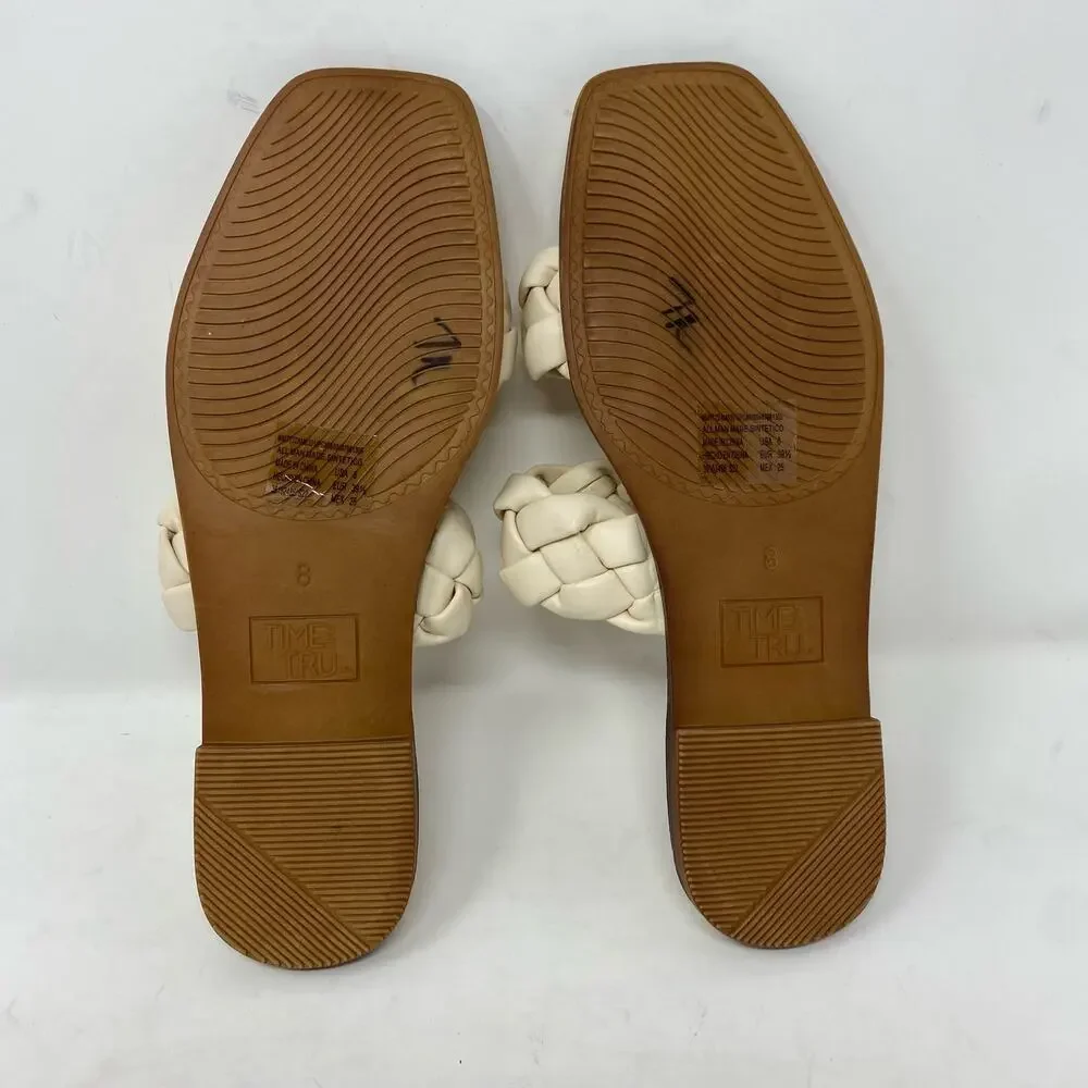 Time and Tru Braided Two Band Sandals Womens SIze 8